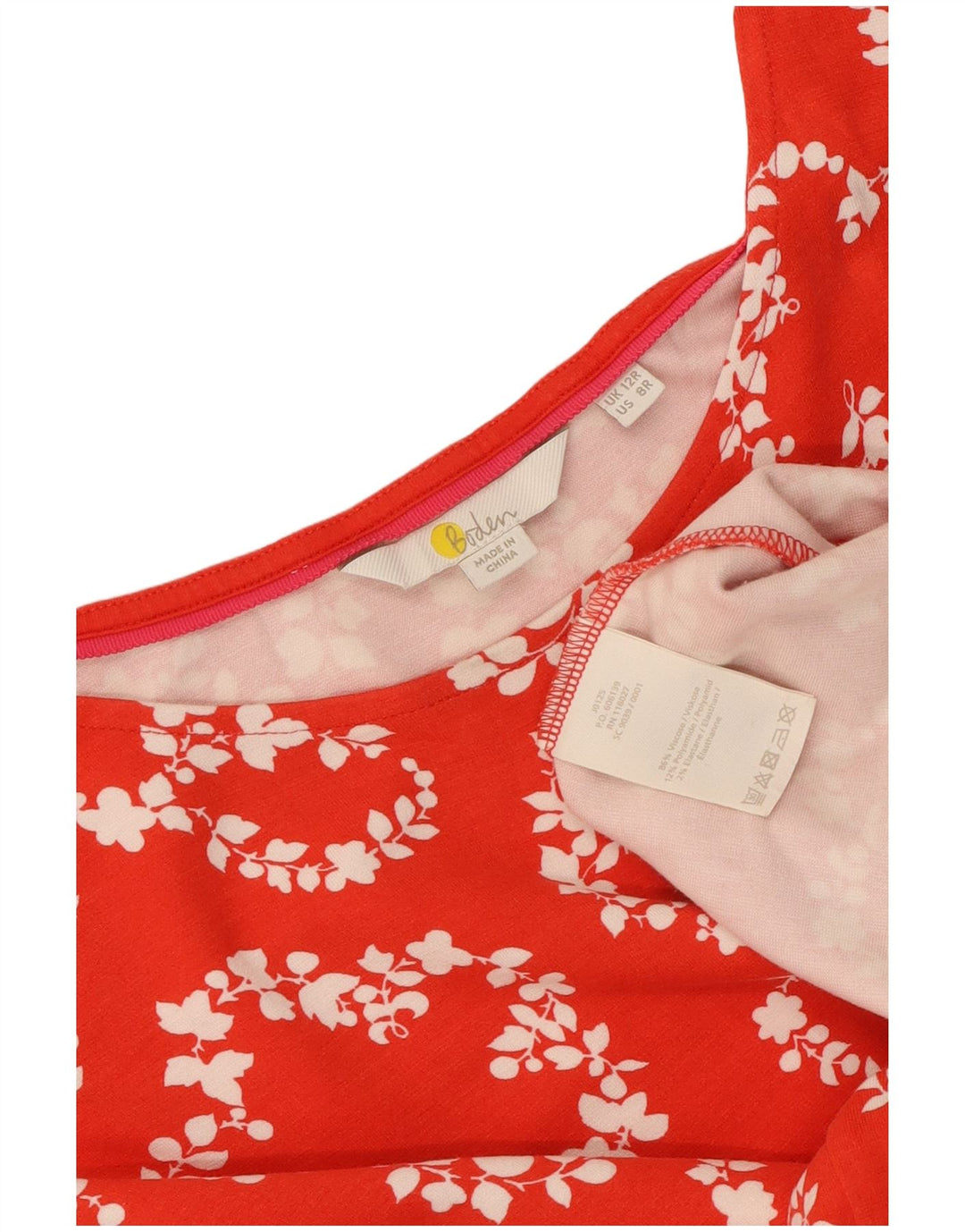 Boden Womens Sheath Dress UK 12 Medium Red Floral Viscose