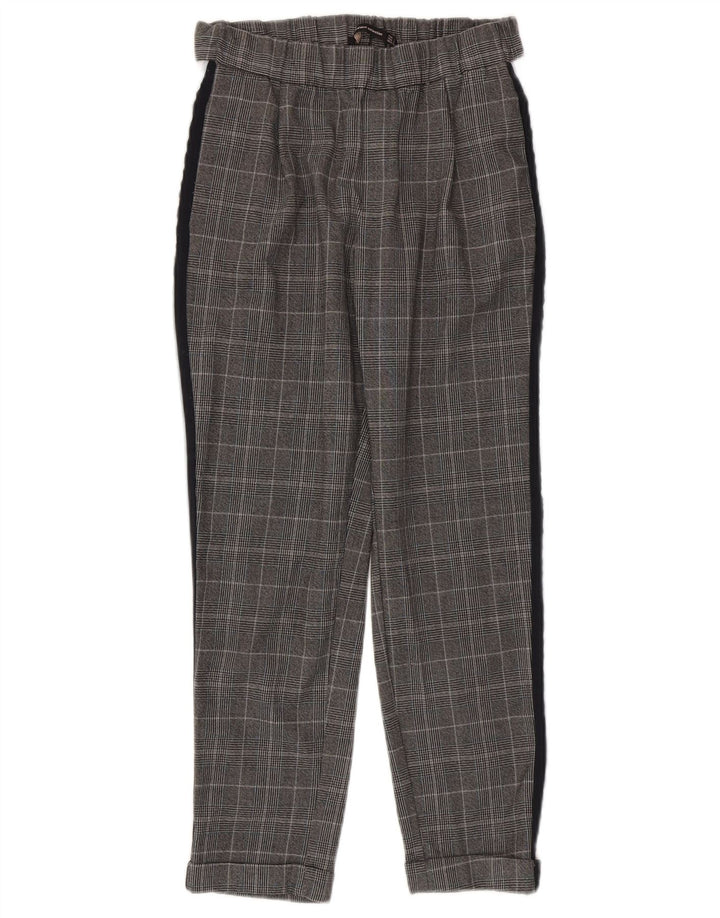Zara Womens Slim Casual Trousers Small W26 L24 Grey Check Polyester