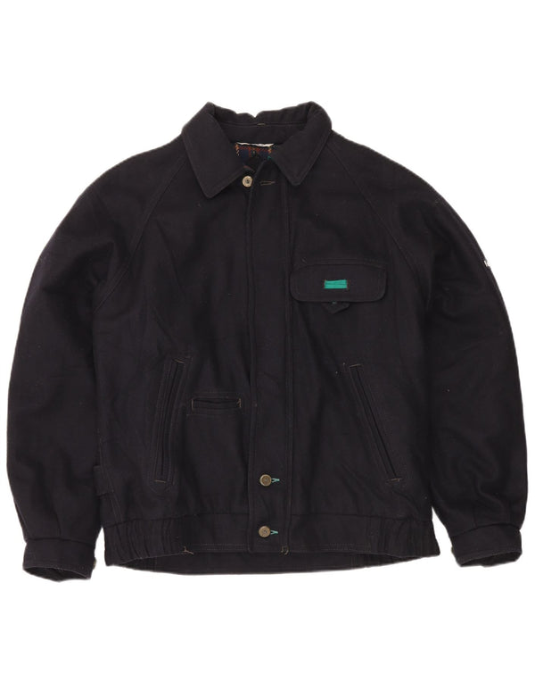 Faciba Mens Windbreaker Jacket IT 48 Medium Navy Blue Wool
