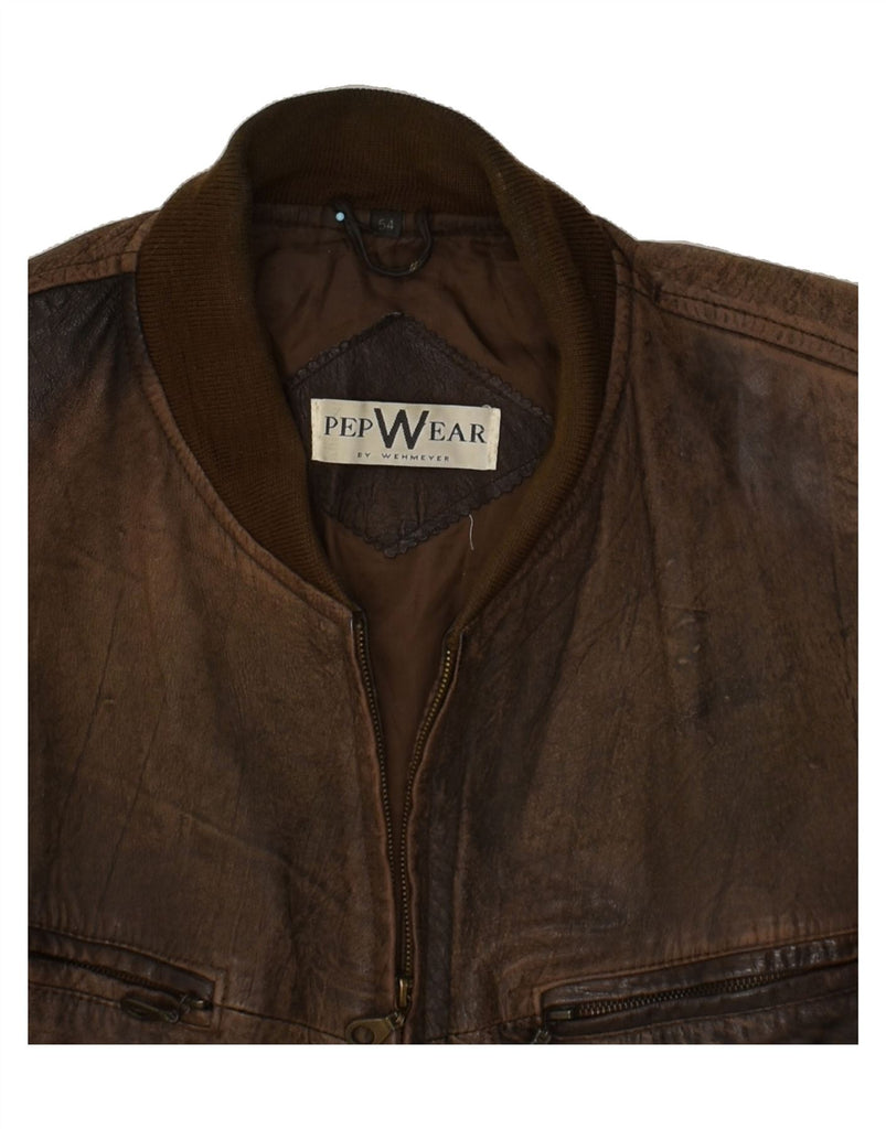 VINTAGE Mens Leather Jacket IT 54 2XL Brown Leather | Vintage Vintage | Thrift | Second-Hand Vintage | Used Clothing | Messina Hembry 
