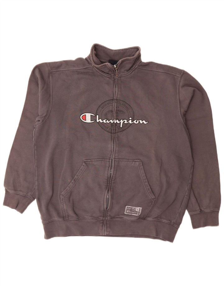 Champion Mens Graphic Tracksuit Top Jacket 2XL Grey Cotton