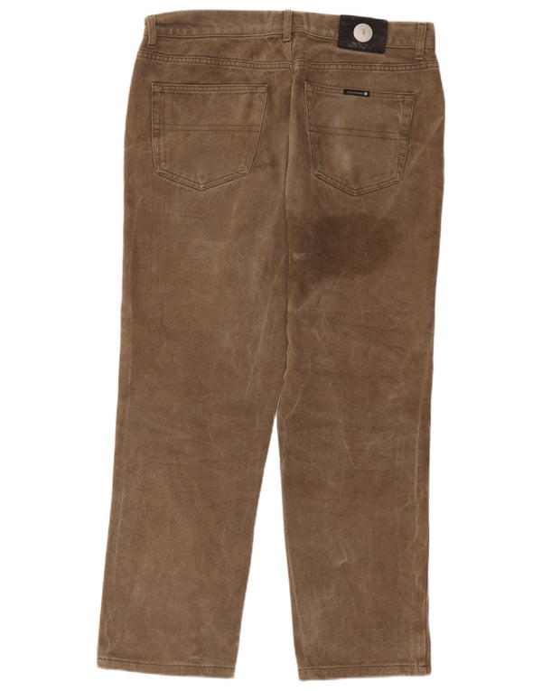 Trussardi Mens Straight Casual Trousers W38 L29 Brown Cotton