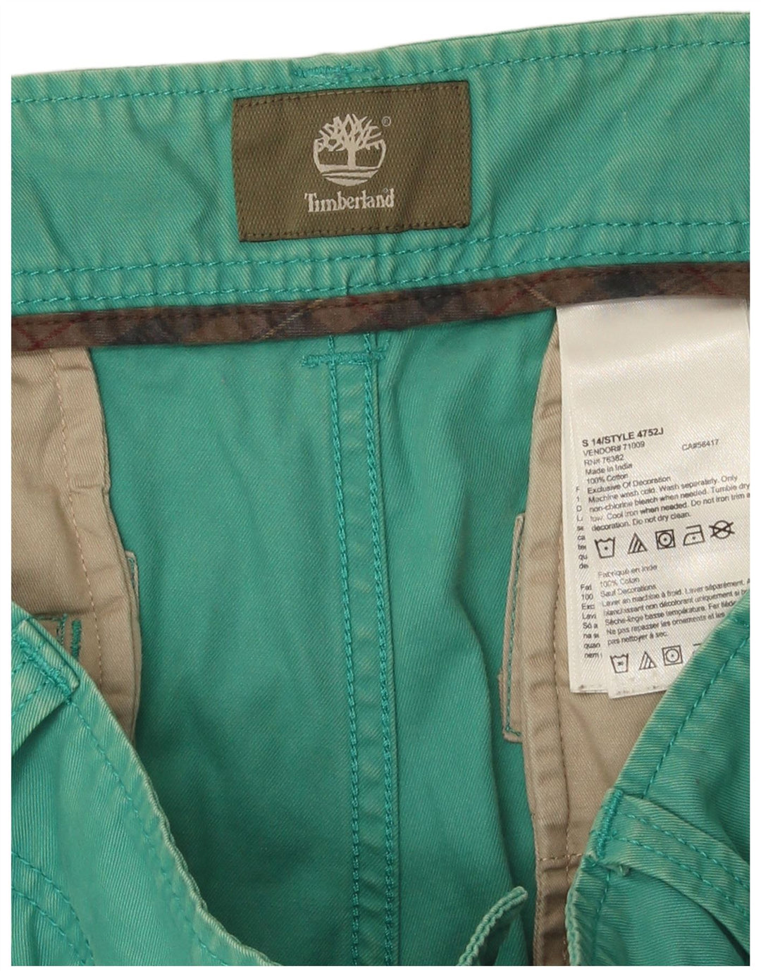 Timberland Mens Chino Shorts W36 Large Green Cotton