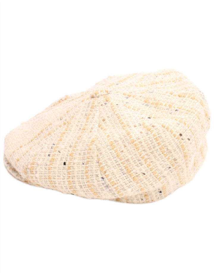 DONEGAL Womens Flat Cap Large Beige Herringbone New Wool