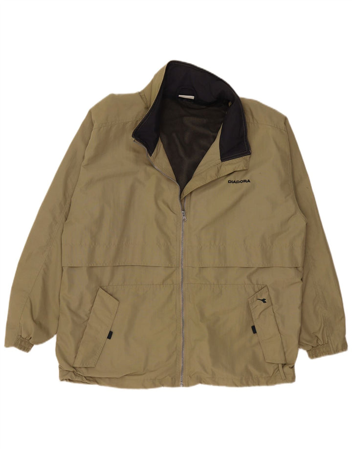 DIADORA Mens Rain Jacket UK 42 XL Khaki Polyamide