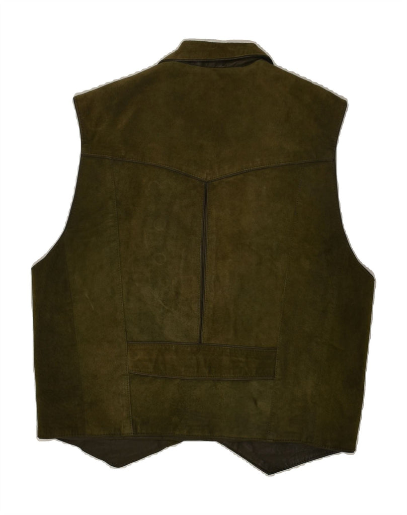 C & A Mens Suede Waistcoat IT 48 Medium Green Leather Vintage C & A and Second-Hand C & A from Messina Hembry 