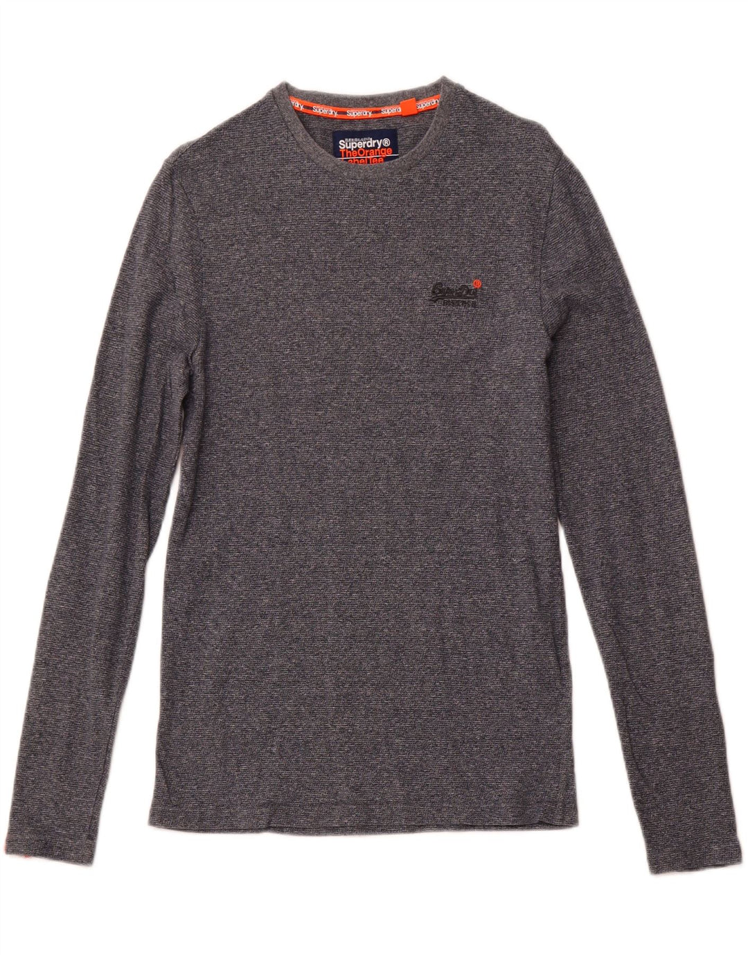 SUPERDRY Mens Top Long Sleeve Small Navy Blue Flecked Cotton