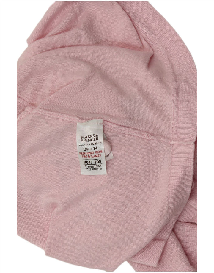 Marks & Spencer Womens Crop Short Sleeve Cardigan Sweater UK 14 Medium Pink