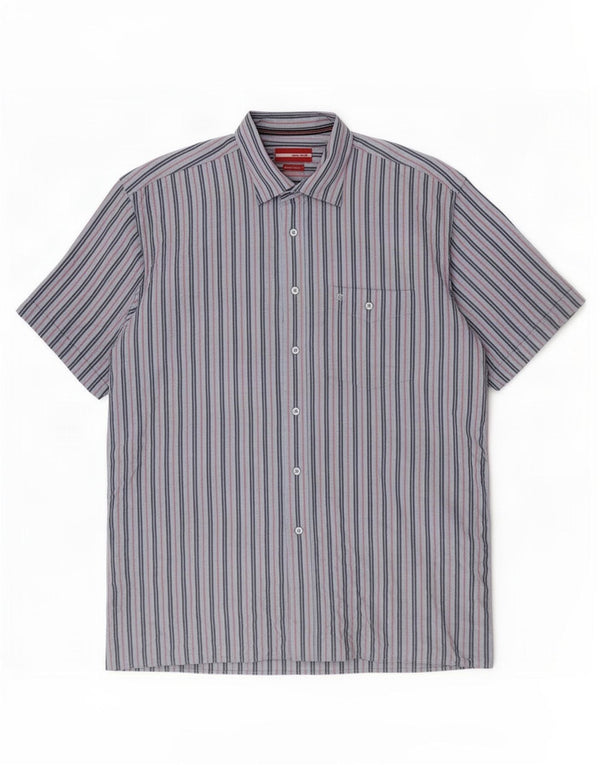 Pierre Cardin Mens Short Sleeve Shirt XL Blue Striped Modal