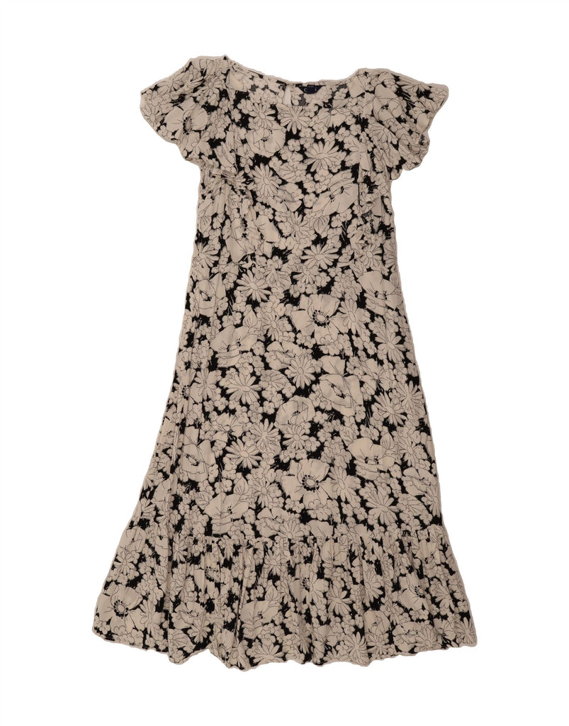 CHAPS Womens Maxi Dress UK 14 Medium Black Floral Viscose Vintage Chaps and Second-Hand Chaps from Messina Hembry 