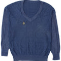 Vintage Mens V-Neck Jumper Sweater IT 48 Medium Blue Cotton