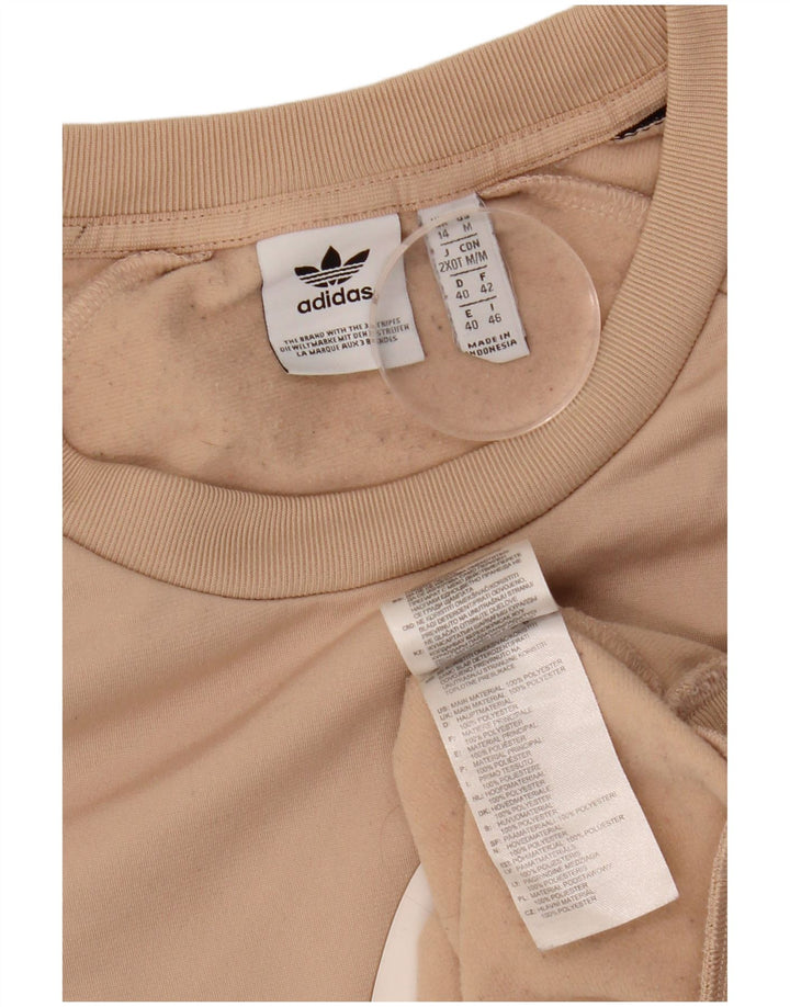 Adidas Womens Graphic Sweatshirt Jumper UK 14 Large  Beige Polyester