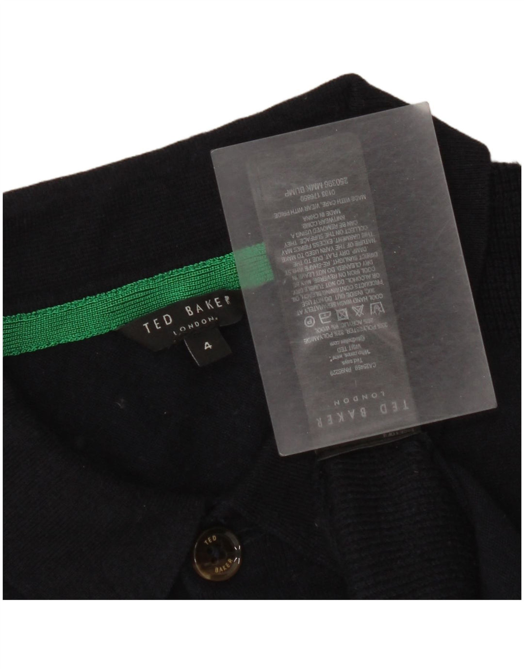 Ted Baker Mens Short Sleeve Polo Neck Jumper Sweater Size 4 Large Navy Blue