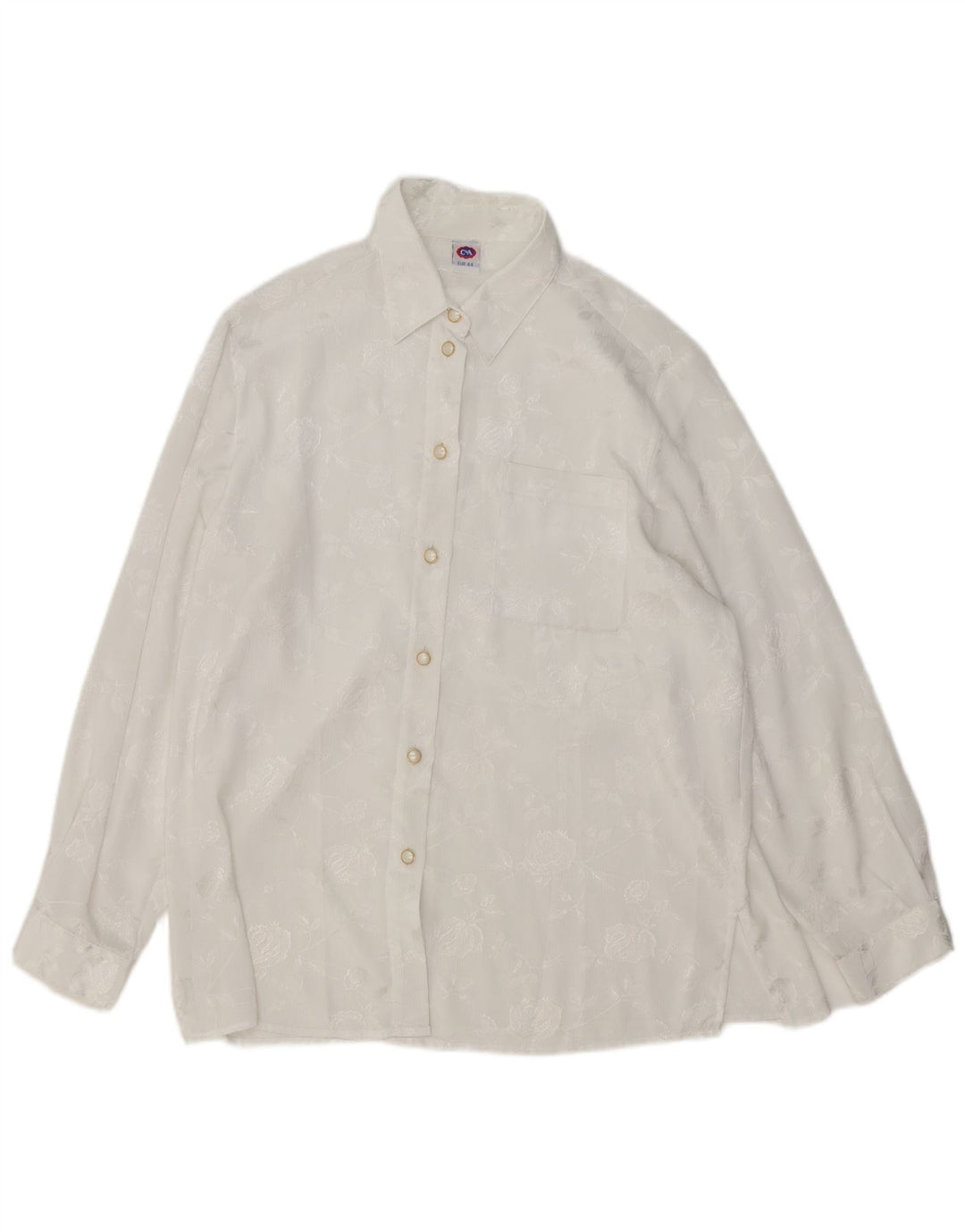 C&A Womens Shirt Blouse EU 44 XL White Floral Polyester