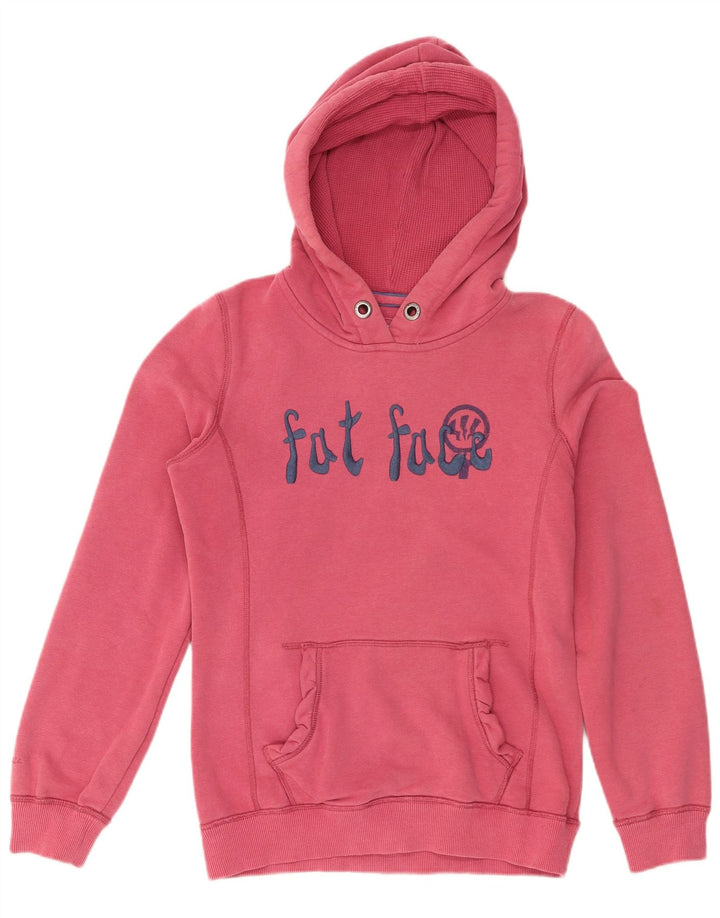 Fat Face Womens Graphic Hoodie Jumper UK 12 Medium Pink