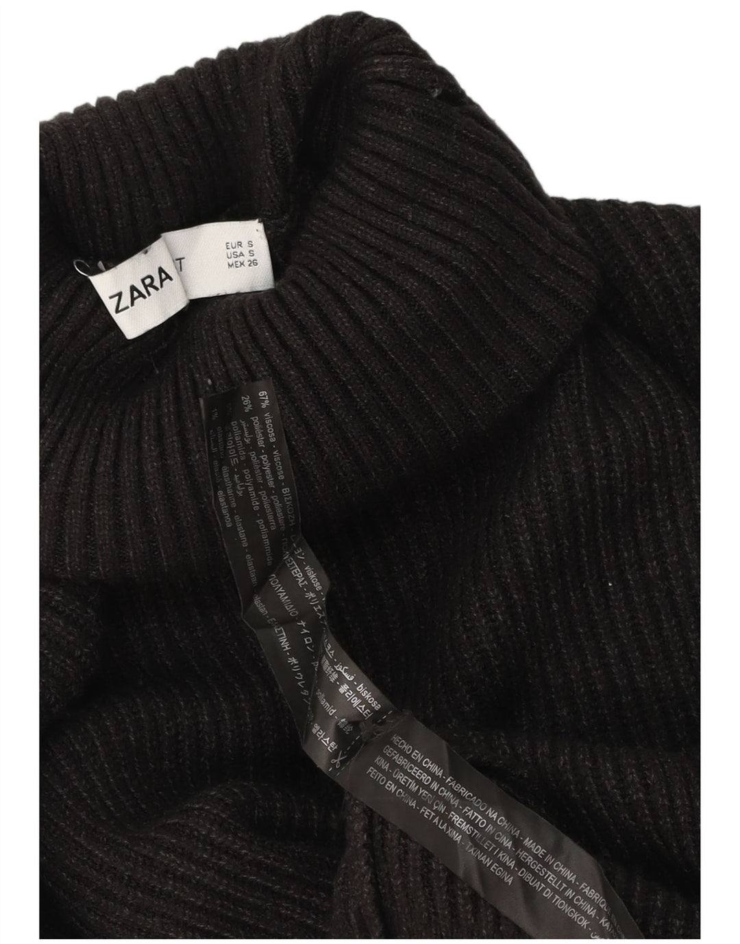 Zara Womens Roll Neck Jumper Sweater UK 10 Small Black Viscose