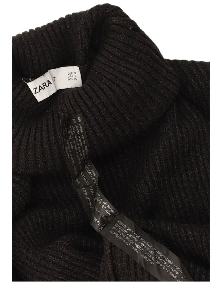 Zara Womens Roll Neck Jumper Sweater UK 10 Small Black Viscose