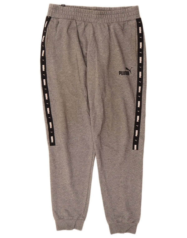 Puma Mens Graphic Tracksuit Trousers Joggers Large Grey Colourblock Sports