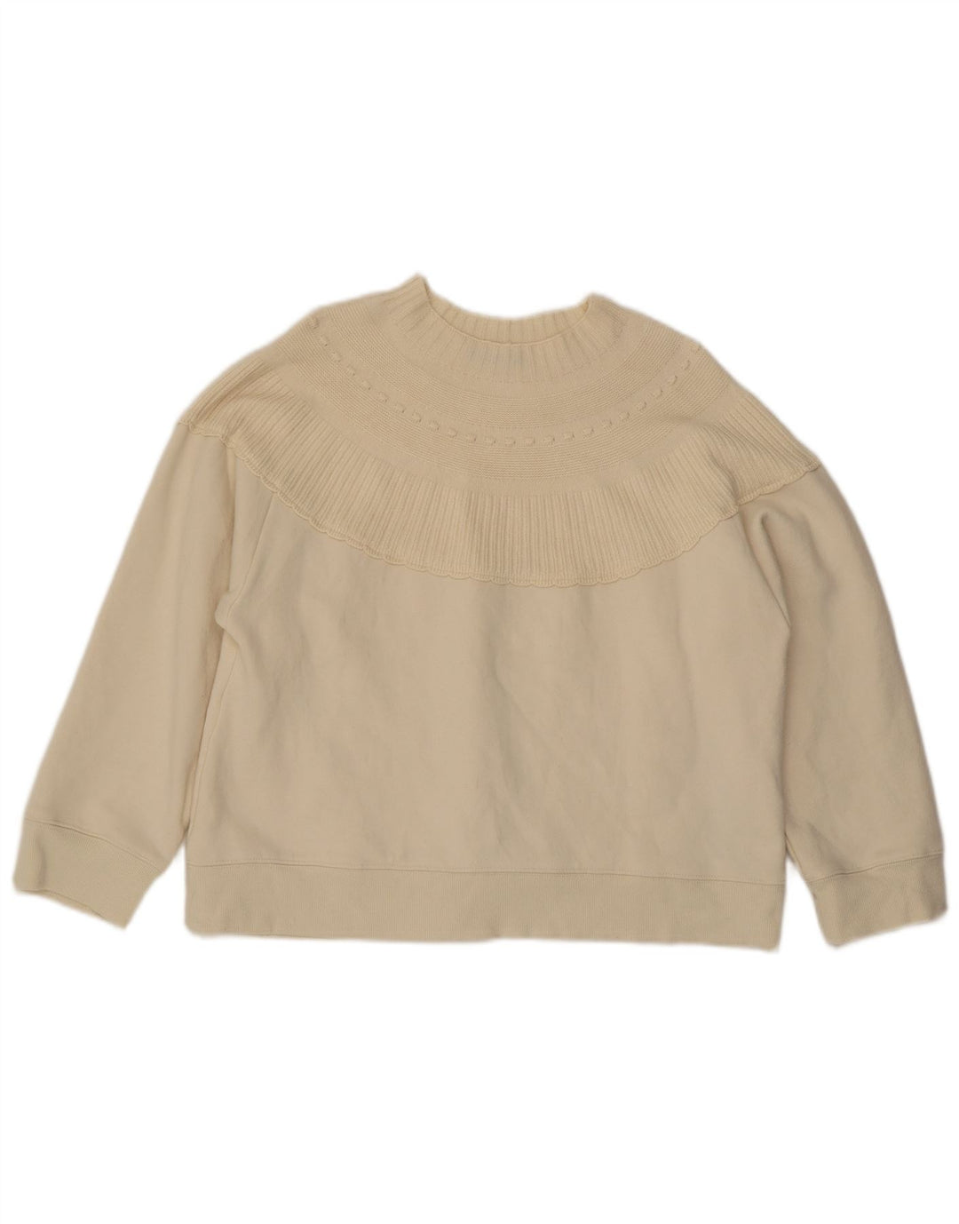 ZARA Womens Sweatshirt Jumper UK 14 Medium Off White Cotton