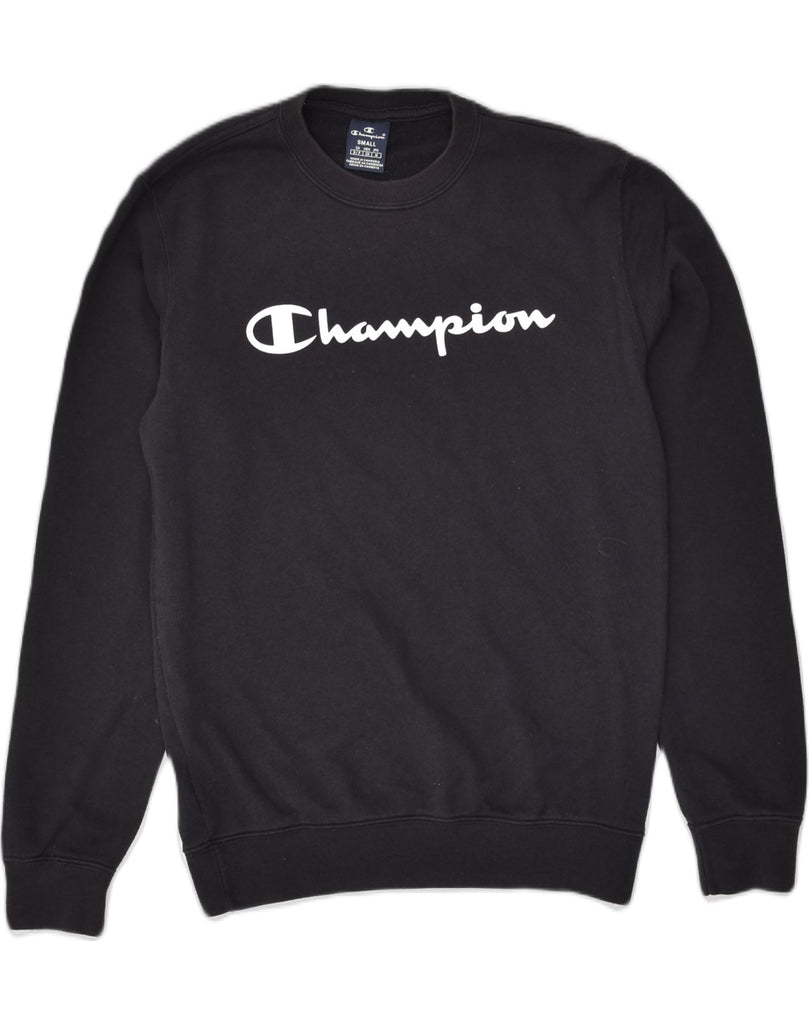 CHAMPION Mens Graphic Sweatshirt Jumper Small Black Cotton | Vintage Champion | Thrift | Second-Hand Champion | Used Clothing | Messina Hembry 