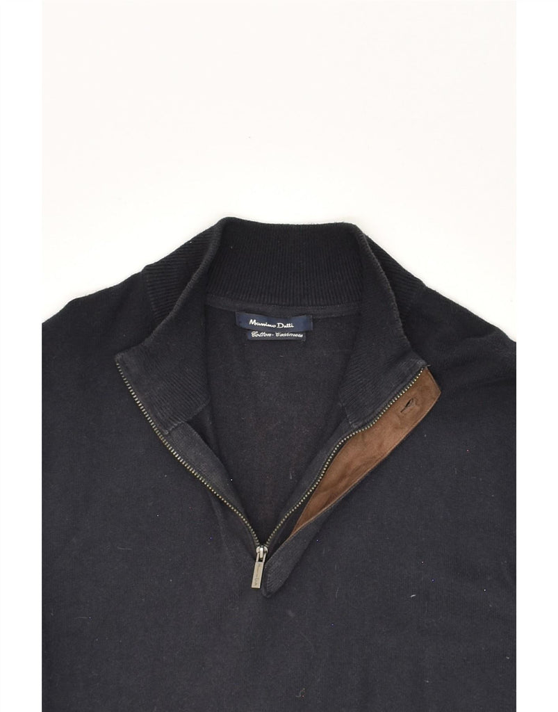 MASSIMO DUTTI Mens Zip Neck Jumper Sweater Small Navy Blue Cotton Vintage Massimo Dutti and Second-Hand Massimo Dutti from Messina Hembry 