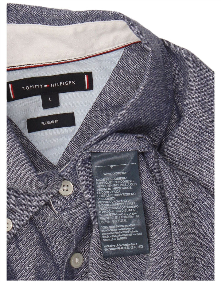 Tommy Hilfiger Mens Regular Fit Shirt Large Navy Blue Cotton