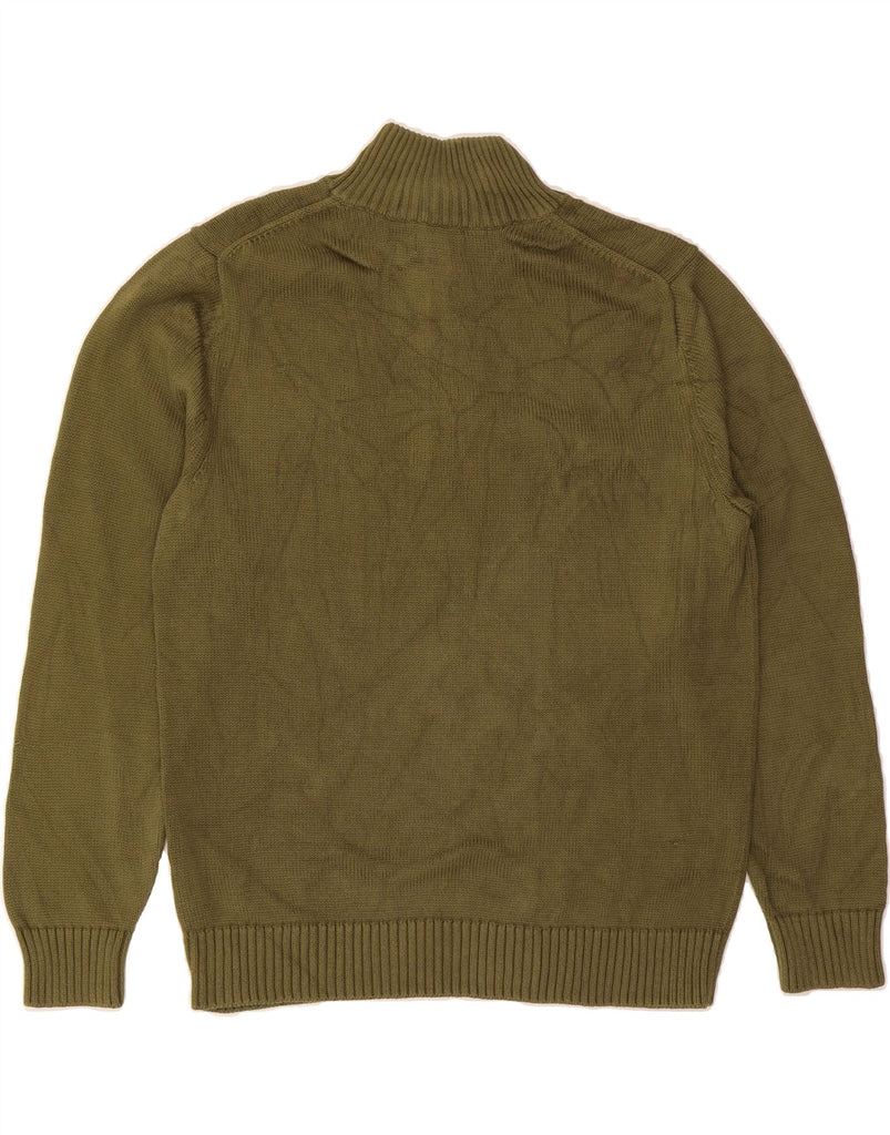 L.L.BEAN Mens Zip Neck Jumper Sweater Large Khaki Cotton Vintage L.L.Bean and Second-Hand L.L.Bean from Messina Hembry 