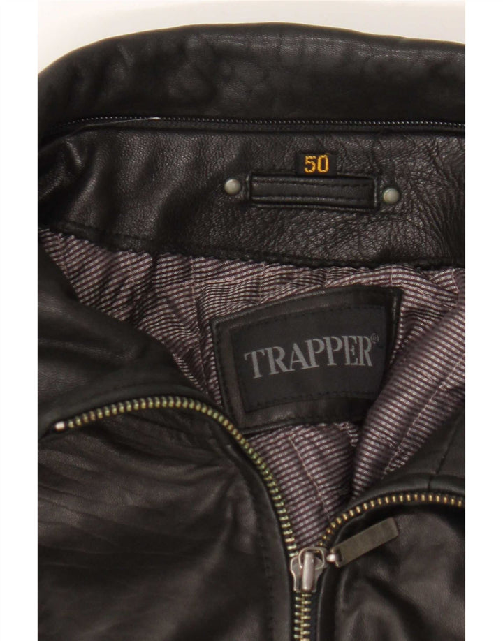 Trapper Mens Leather Jacket IT 50 Large Black