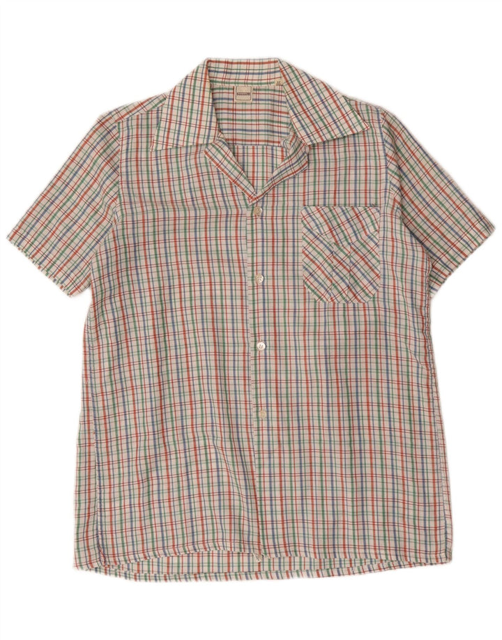 Bassetti Mens Short Sleeve Shirt Size 37 14 1/2 Small Multicoloured Check