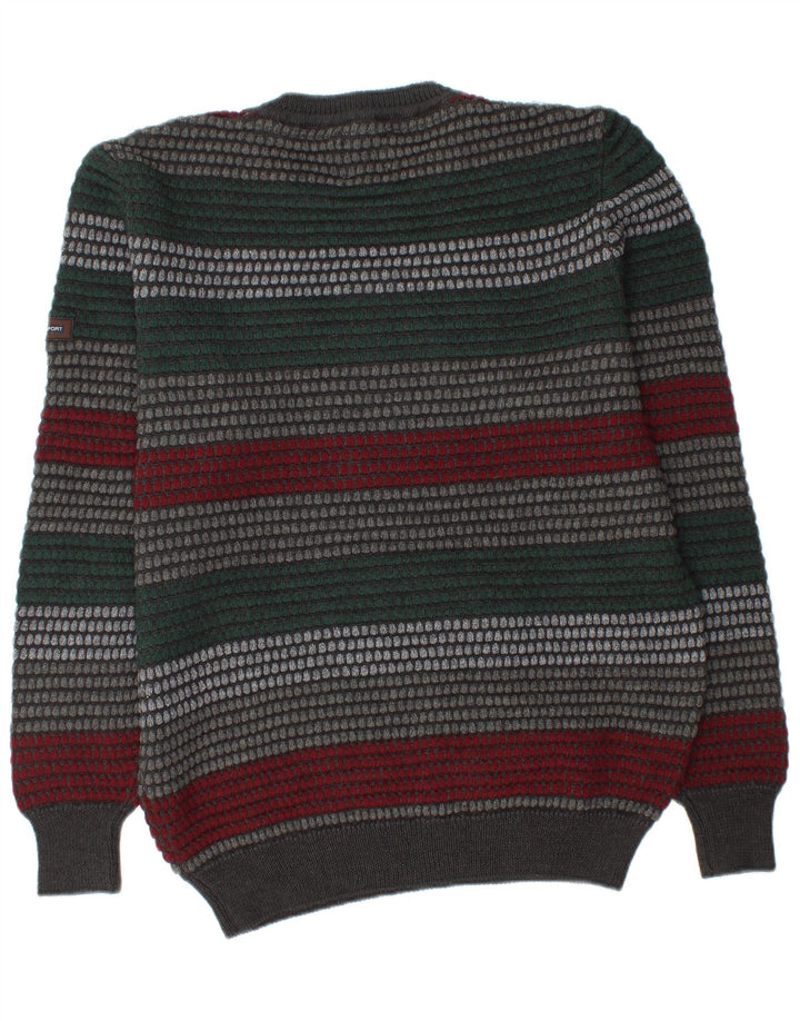 Vintage Mens Crew Neck Jumper Sweater 2XL Multicoloured Striped Acrylic
