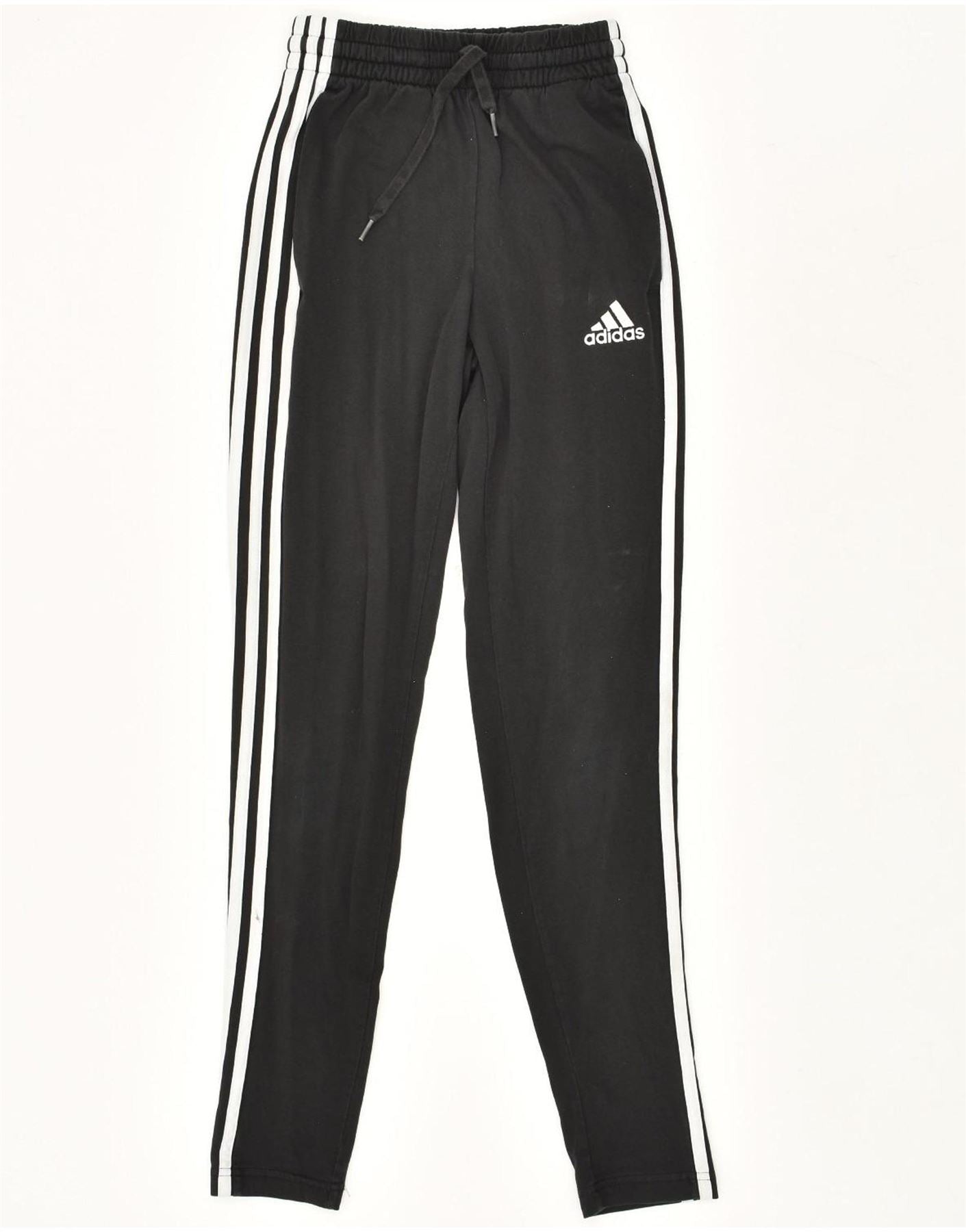 ADIDAS Womens Tracksuit Trousers UK XS Black Cotton Vintage