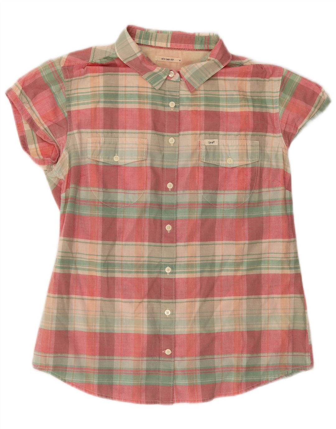 LEE Womens Short Sleeve Shirt UK 12 Medium Multicoloured Check