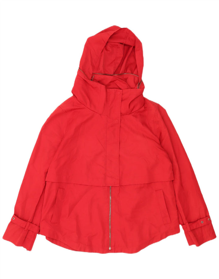 Zara Womens Hooded Bomber Jacket UK 14 Medium Red Polyester