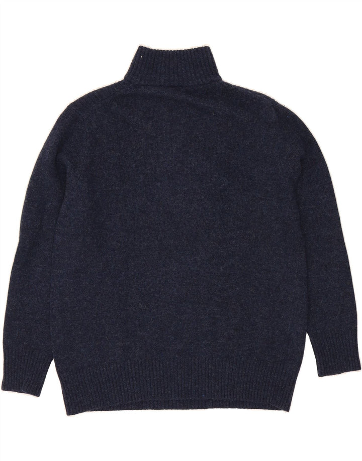 VINTAGE Mens Button Neck Jumper Sweater Medium Navy Blue Vintage Vintage and Second-Hand Vintage from Messina Hembry 
