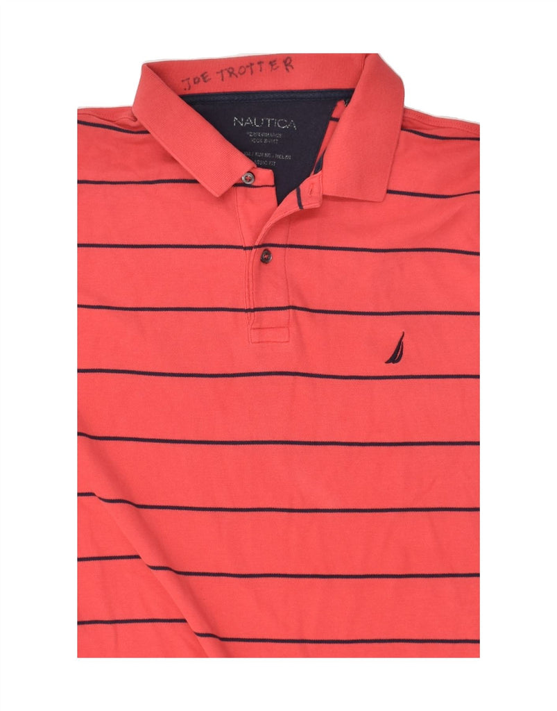 NAUTICA Mens Classic Fit Polo Shirt XL Red Striped Cotton | Vintage Nautica | Thrift | Second-Hand Nautica | Used Clothing | Messina Hembry 