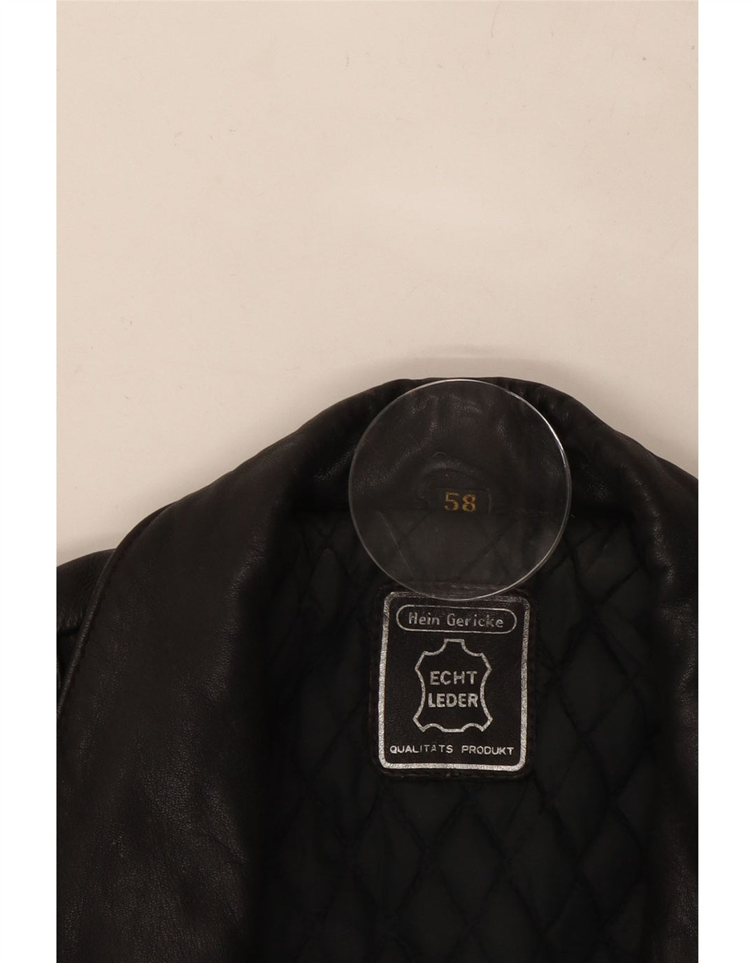 HEIN GERICKE Mens Leather Biker Jacket UK 38 Medium Black Leather