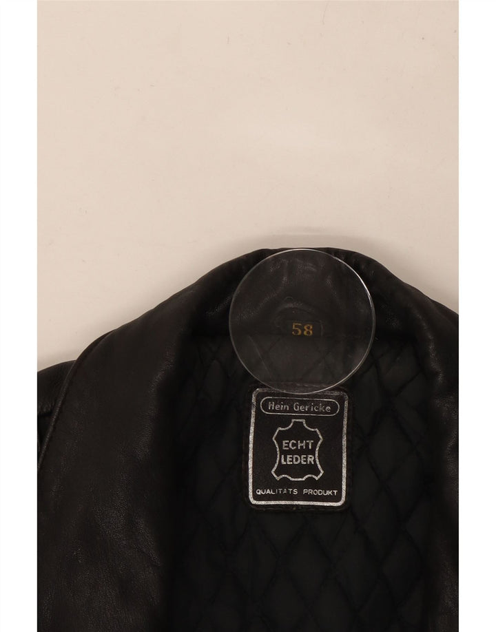 HEIN GERICKE Mens Leather Biker Jacket UK 38 Medium Black Leather