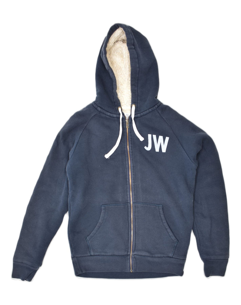 JACK WILLS Mens Graphic Zip Hoodie Sweater Small Navy Blue Cotton | Vintage Jack Wills | Thrift | Second-Hand Jack Wills | Used Clothing | Messina Hembry 