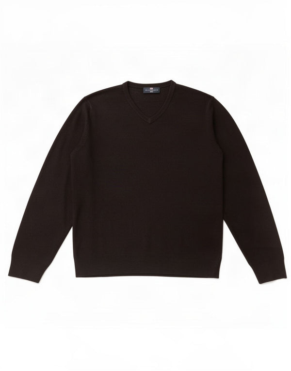 Marks & Spencer Mens Blue Harbour V-Neck Jumper Sweater Large Black Acrylic