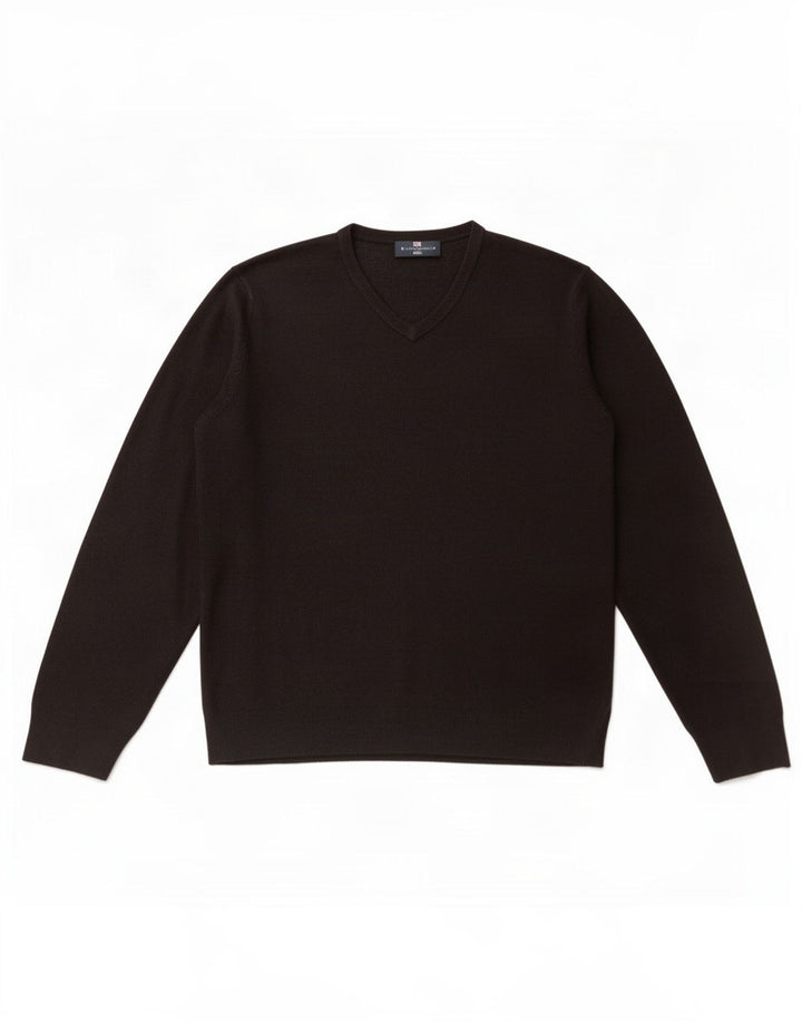 Marks & Spencer Mens Blue Harbour V-Neck Jumper Sweater Large Black Acrylic