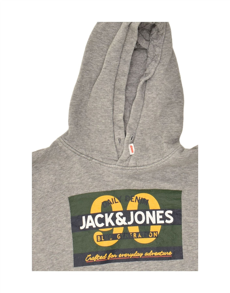 JACK & JONES Mens Graphic Hoodie Jumper Small Grey Cotton | Vintage Jack & Jones | Thrift | Second-Hand Jack & Jones | Used Clothing | Messina Hembry 