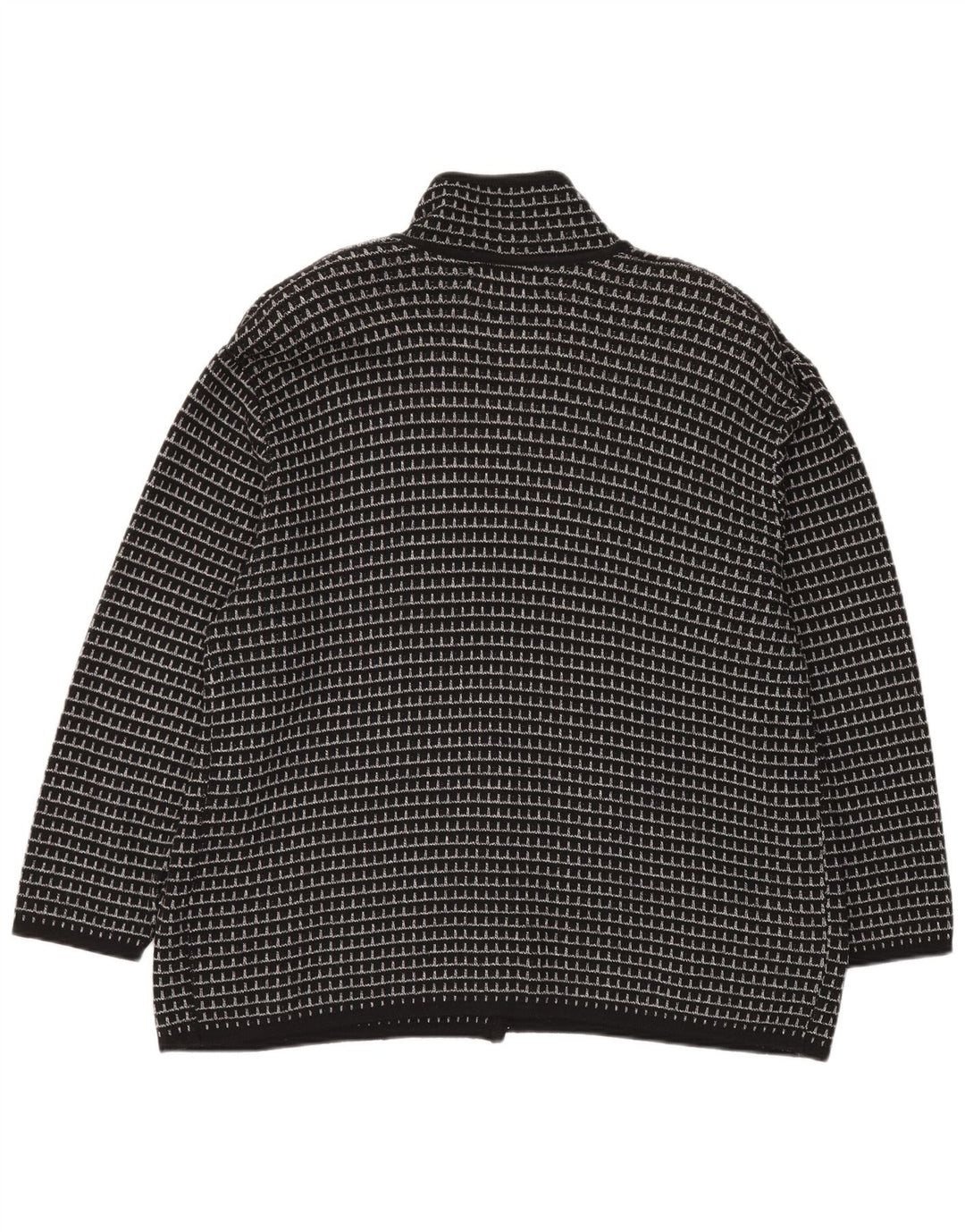 Settebello Mens Cardigan Sweater XL Black Check Acrylic