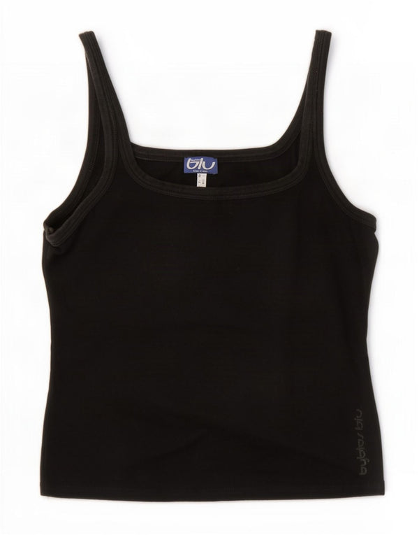 Byblos Womens Crop Cami Top UK 16 Large Black Cotton
