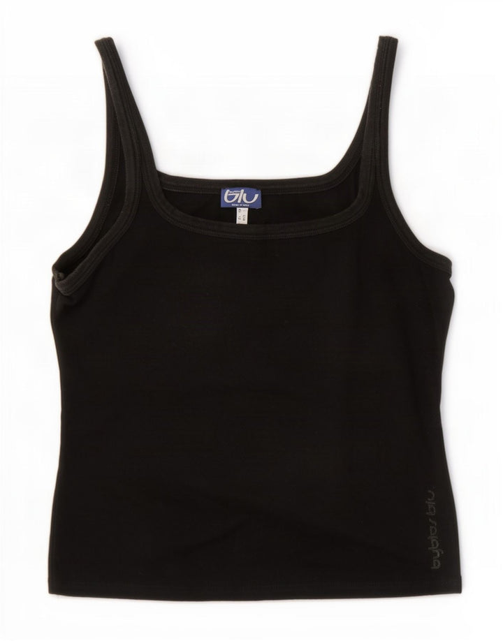Byblos Womens Crop Cami Top UK 16 Large Black Cotton