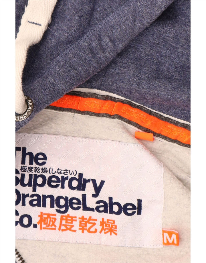 SUPERDRY Mens Zip Hoodie Sweater Medium Blue Cotton