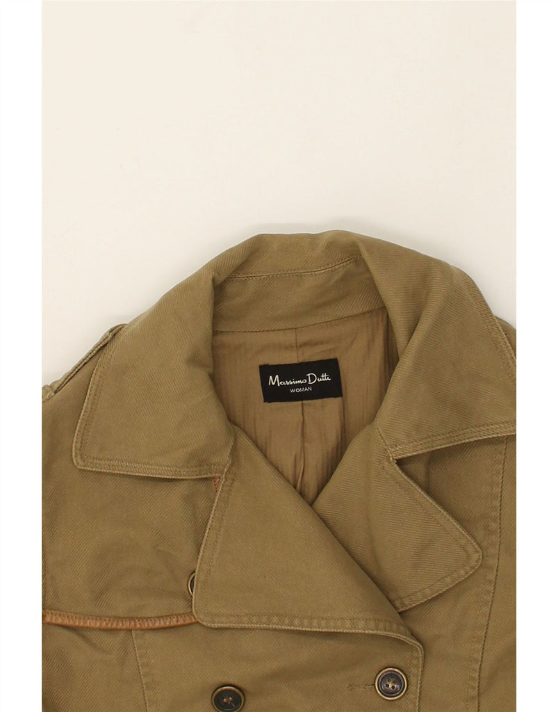 MASSIMO DUTTI Womens Pea Coat UK 10 Small Brown Cotton | Vintage Massimo Dutti | Thrift | Second-Hand Massimo Dutti | Used Clothing | Messina Hembry 