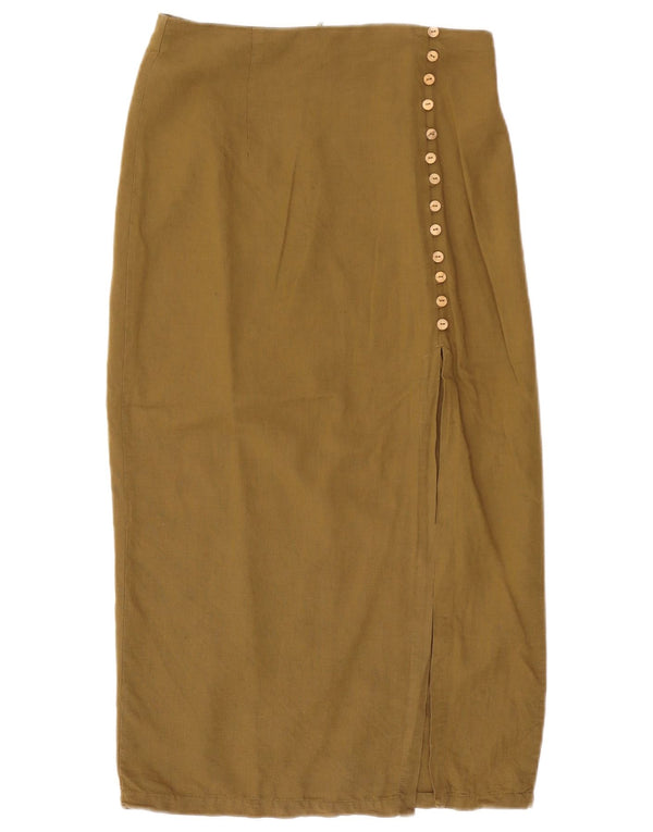Zara Womens High Waist Midi Skirt Medium W28  Khaki