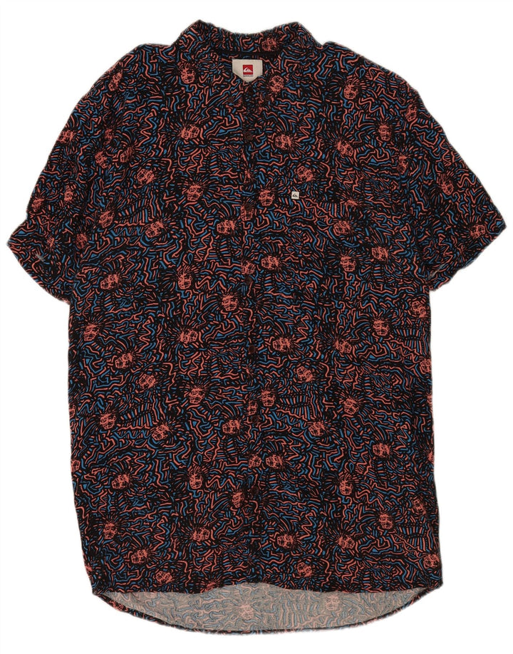 Quiksilver Mens Abstract Pattern Slim Shirt XL Black Viscose