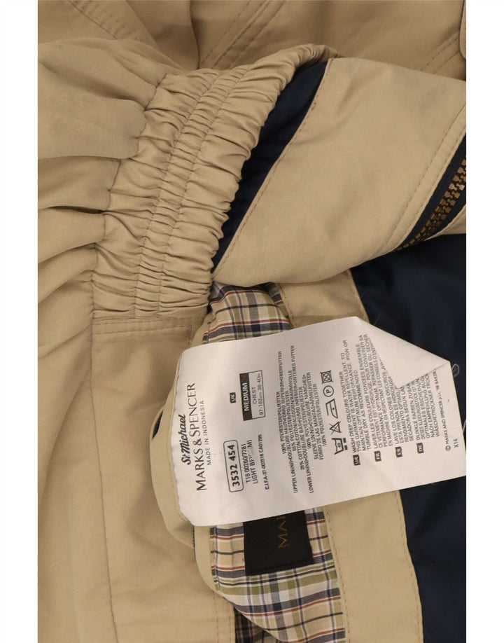 Marks & Spencer Mens Loose Fit Bomber Jacket UK 38 Medium Beige Polyester