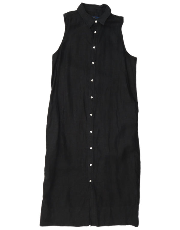 Polo Ralph Lauren Womens Sleeveless Shirt Dress US 6 Medium Black Linen